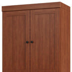 32" Coffee Solid Wood Free Standing Four Door Linen Cabinet
