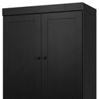 32" Black Solid Wood Free Standing Four Door Linen Cabinet