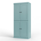 32" Aqua Solid Wood Free Standing Four Door Linen Cabinet