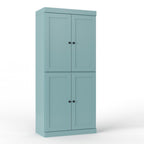 32" Aqua Solid Wood Free Standing Four Door Linen Cabinet