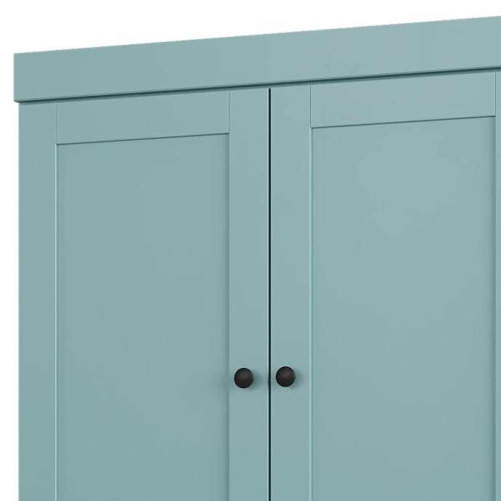 32" Aqua Solid Wood Free Standing Four Door Linen Cabinet