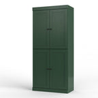 32" Green Solid Wood Free Standing Four Door Linen Cabinet