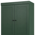 32" Green Solid Wood Free Standing Four Door Linen Cabinet