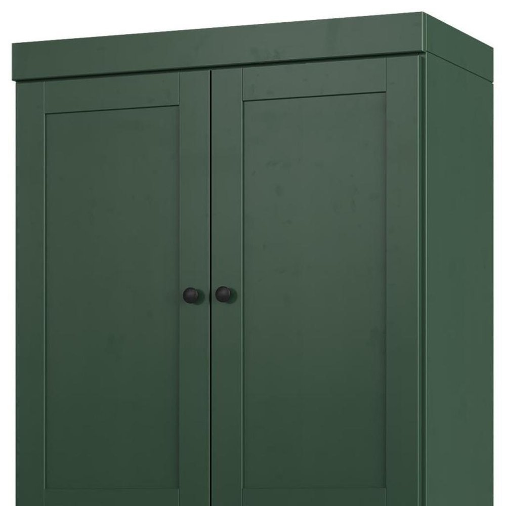32" Green Solid Wood Free Standing Four Door Linen Cabinet