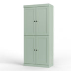 32" Sage Solid Wood Free Standing Four Door Linen Cabinet