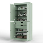 32" Sage Solid Wood Free Standing Four Door Linen Cabinet