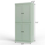 32" Sage Solid Wood Free Standing Four Door Linen Cabinet