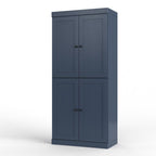 32" French Blue Solid Wood Free Standing Four Door Linen Cabinet