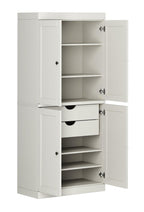 32" Off White Solid Wood Free Standing Four Door Linen Cabinet