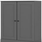 32" Gray Solid Wood Free Standing Double Door Linen Cabinet