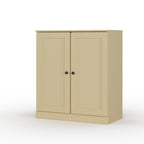 32" Yellow Solid Wood Free Standing Double Door Linen Cabinet