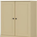 32" Yellow Solid Wood Free Standing Double Door Linen Cabinet