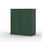 32" Green Solid Wood Free Standing Double Door Linen Cabinet