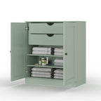 32" Sage Solid Wood Free Standing Double Door Linen Cabinet