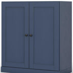 32" French Blue Solid Wood Free Standing Double Door Linen Cabinet
