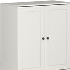 32" Off White Solid Wood Free Standing Double Door Linen Cabinet