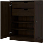 32" Espresso Solid Wood Free Standing Double Door Linen Cabinet