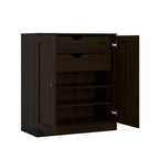 32" Espresso Solid Wood Free Standing Double Door Linen Cabinet