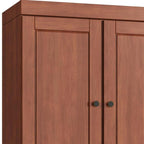 32" Coffee Solid Wood Free Standing Four Door Linen Cabinet