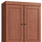 32" Coffee Solid Wood Free Standing Four Door Linen Cabinet