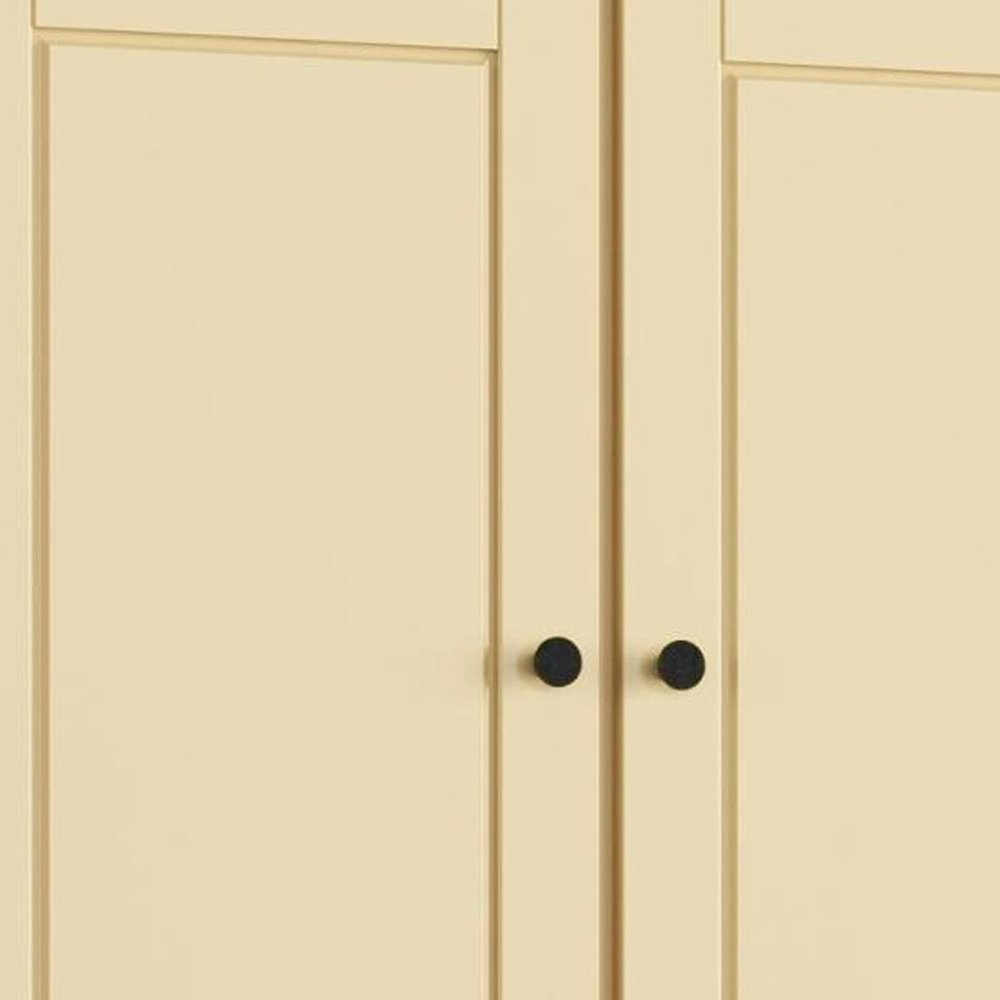 32" Yellow Solid Wood Free Standing Four Door Linen Cabinet