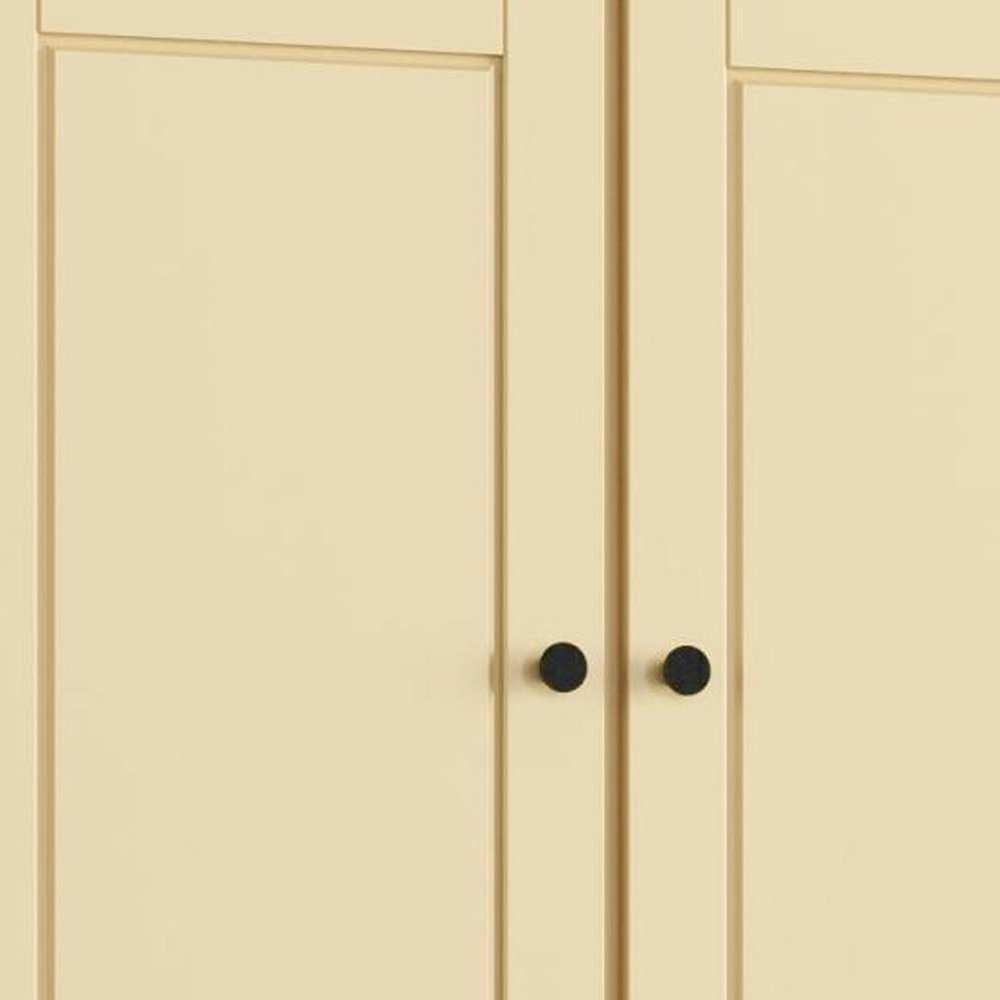 32" Yellow Solid Wood Free Standing Four Door Linen Cabinet