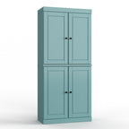 32" Aqua Solid Wood Free Standing Four Door Linen Cabinet