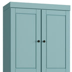 32" Aqua Solid Wood Free Standing Four Door Linen Cabinet