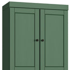 32" Green Solid Wood Free Standing Four Door Linen Cabinet