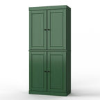 32" Green Solid Wood Free Standing Four Door Linen Cabinet