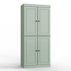 32" Sage Solid Wood Free Standing Four Door Linen Cabinet