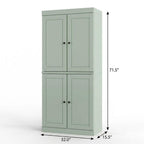 32" Sage Solid Wood Free Standing Four Door Linen Cabinet