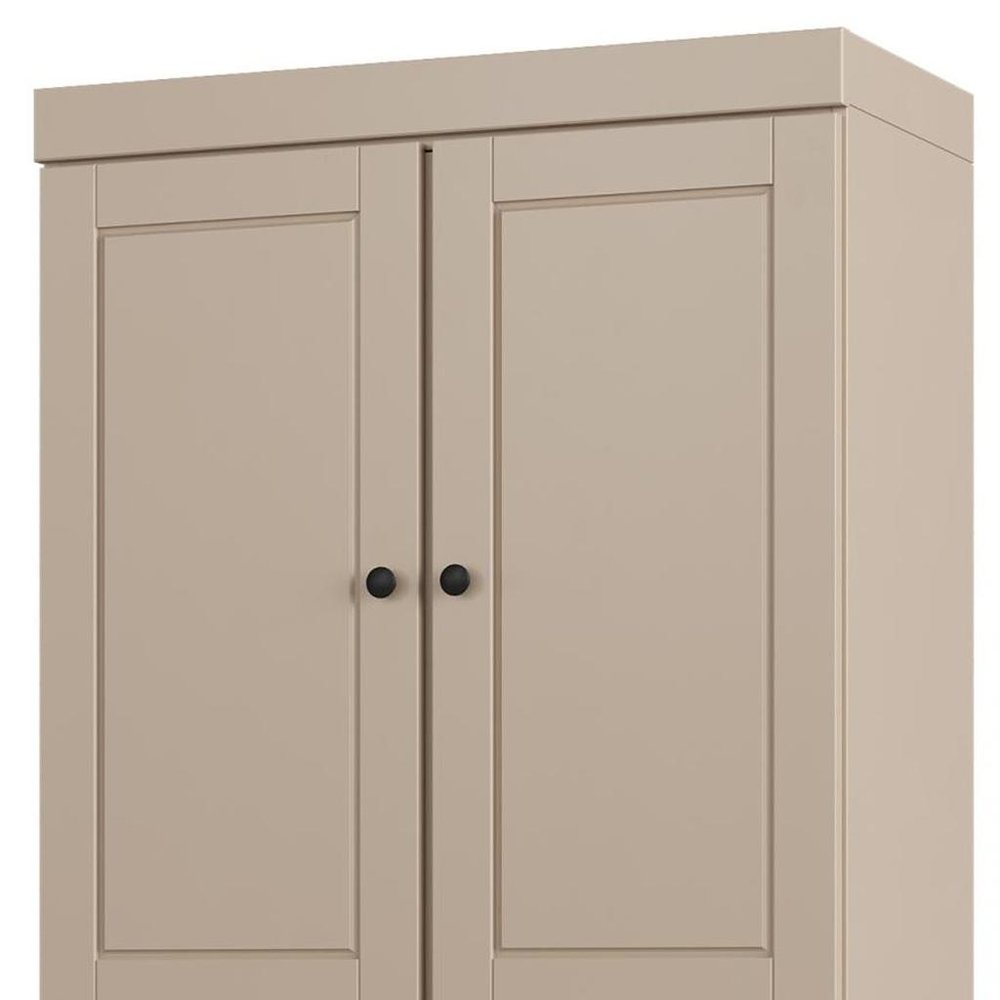 32" Beige Solid Wood Free Standing Four Door Linen Cabinet