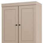 32" Beige Solid Wood Free Standing Four Door Linen Cabinet