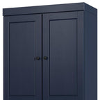 32" Navy Blue Solid Wood Free Standing Four Door Linen Cabinet