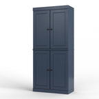 32" French Blue Solid Wood Free Standing Four Door Linen Cabinet