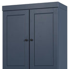 32" French Blue Solid Wood Free Standing Four Door Linen Cabinet