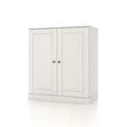 32" White Solid Wood Raised Panel Double Door Linen Cabinet