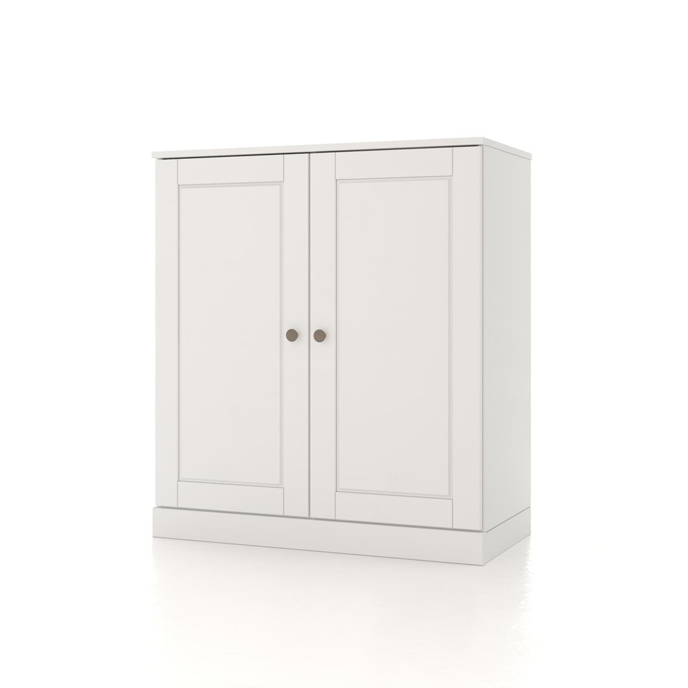 32" White Solid Wood Raised Panel Double Door Linen Cabinet