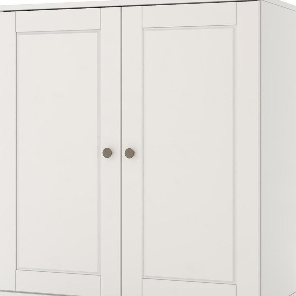32" White Solid Wood Raised Panel Double Door Linen Cabinet
