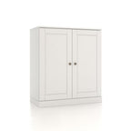 32" White Solid Wood Raised Panel Double Door Linen Cabinet