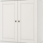 32" White Solid Wood Raised Panel Double Door Linen Cabinet