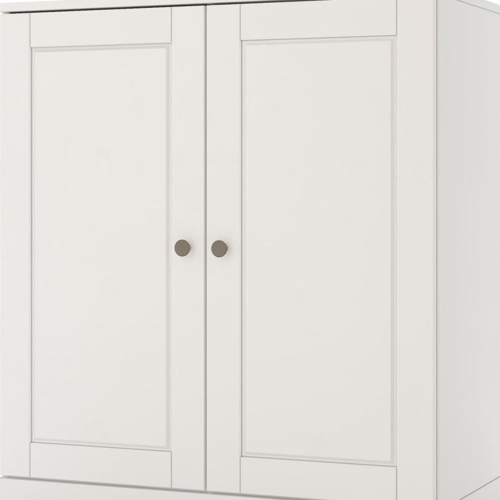 32" White Solid Wood Raised Panel Double Door Linen Cabinet