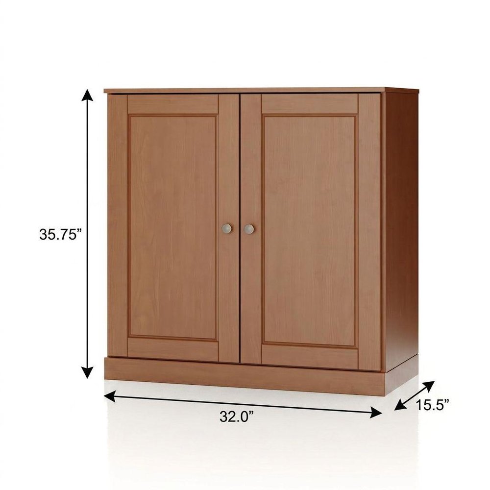 32" White Solid Wood Raised Panel Double Door Linen Cabinet