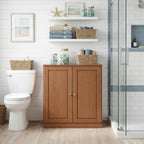 32" White Solid Wood Raised Panel Double Door Linen Cabinet