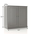 32" White Solid Wood Raised Panel Double Door Linen Cabinet