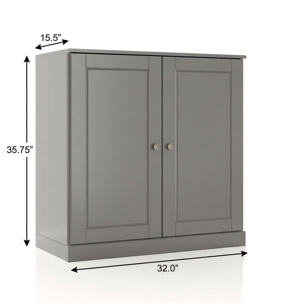 32" White Solid Wood Raised Panel Double Door Linen Cabinet