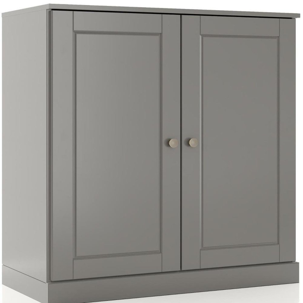 32" White Solid Wood Raised Panel Double Door Linen Cabinet