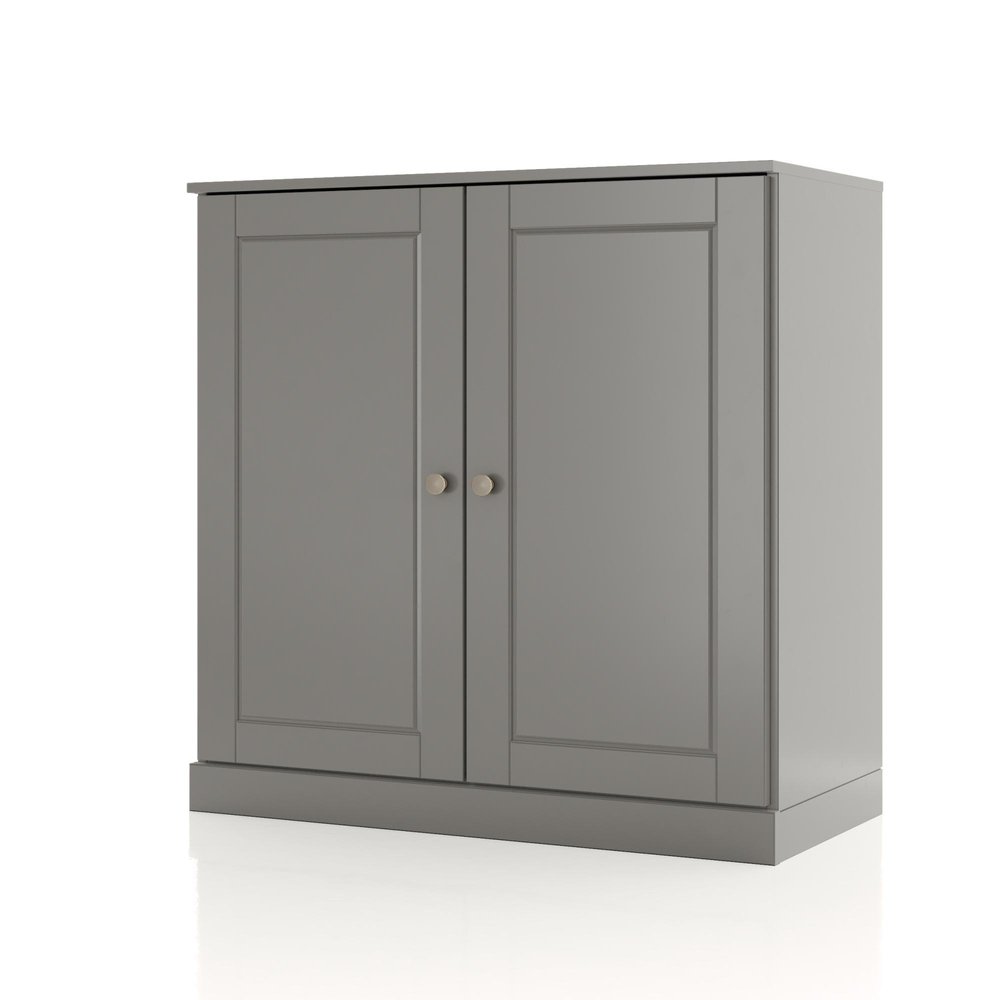 32" White Solid Wood Raised Panel Double Door Linen Cabinet