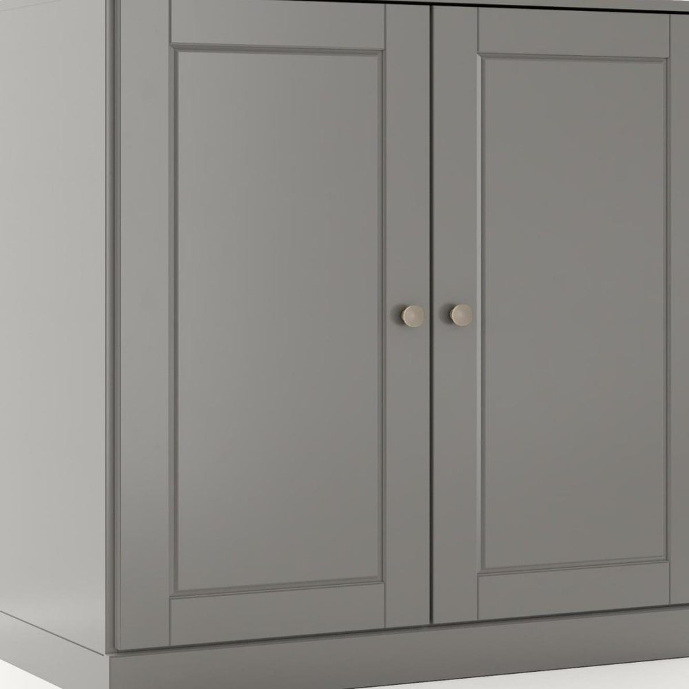 32" White Solid Wood Raised Panel Double Door Linen Cabinet